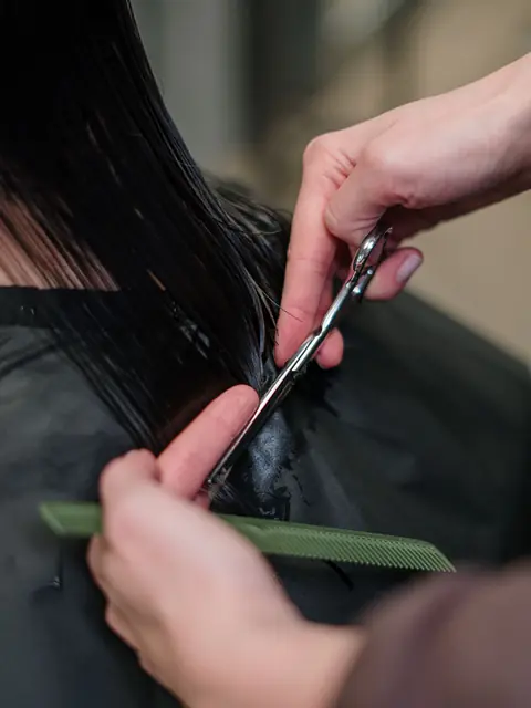 Cutting long dark hair